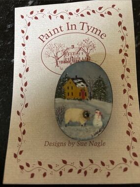 Paint In Tyme Oval Winter Scene Pin